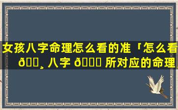 女孩八字命理怎么看的准「怎么看 🕸 八字 💐 所对应的命理」